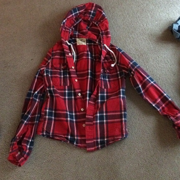 Hollister Jackets & Blazers - Boys Hollister flannel button up hoodie