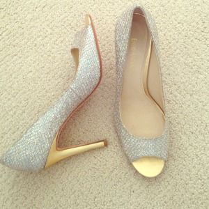 Glitter Peep Toe Pumps