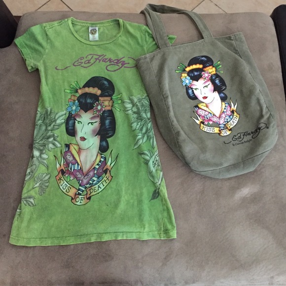 Ed hardy purse and shirt gift set