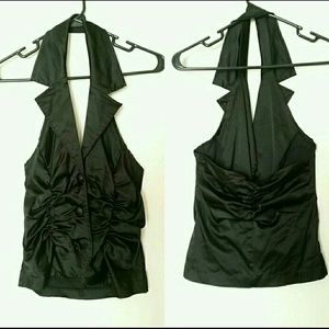 Black Halter Top with Buttons