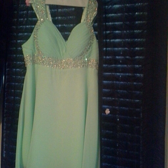 Mint chiffon  knee length Prom dress corset back