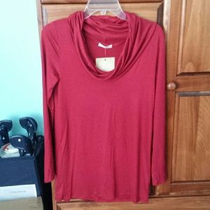 Tunic length Red cowl neck top. NWT.