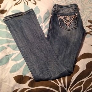 Miss Me boot cut jeans. Button was replaced