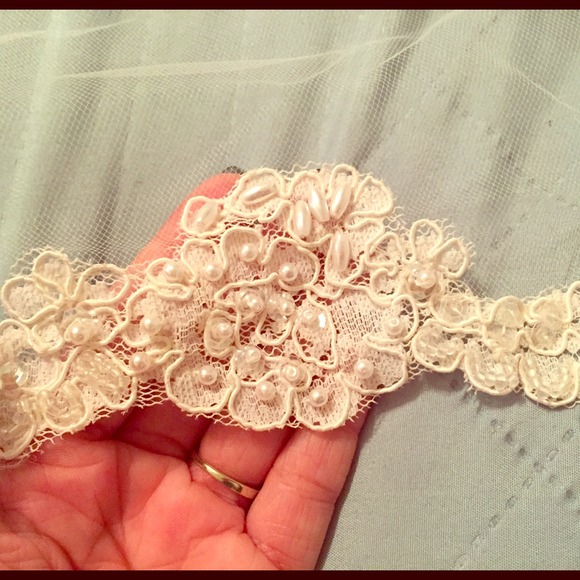 Lace and pearl wedding veil