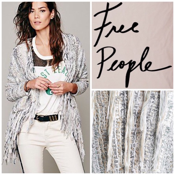 Free People Sweaters - Free People Chunky Knit Fringed Cardigan