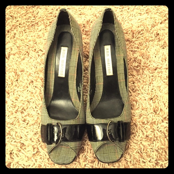 Plaid Ann Marino Peep Toe Heels