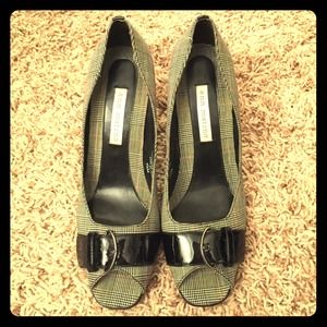 Plaid Ann Marino Peep Toe Heels