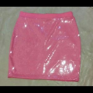 Hot Pink Sequin Mini Skirt