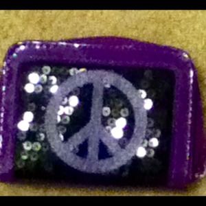 Black and purple peace sign wallet
