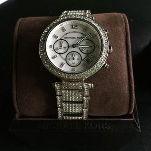 Michael Kors silver crystal Parker watch