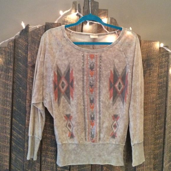 BKE long sleeve rhinestone top