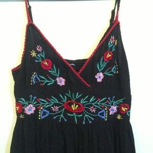 Vintage Spanish Embroidered Floral Midi Sundress
