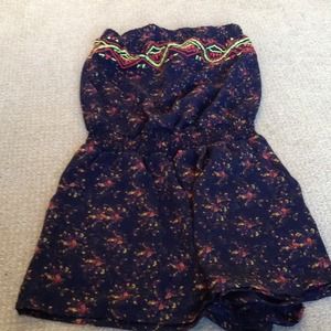 navy printed short romper