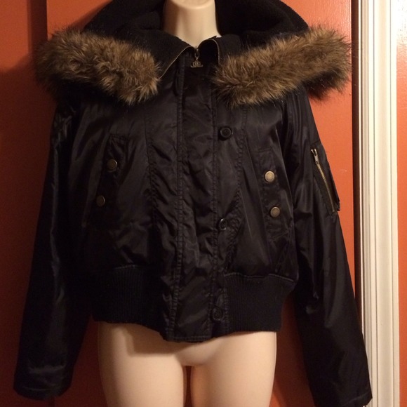 Jlo black jacket with hood $40