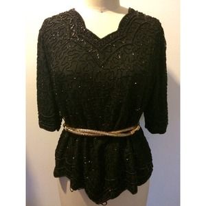 Black Silk Beaded blouse.