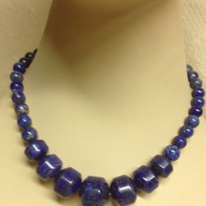 Vintage blue lapis statement necklace