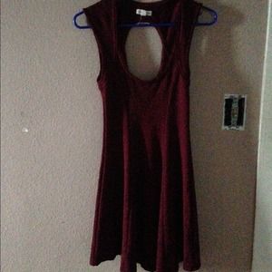 Dark maroon backless party dress