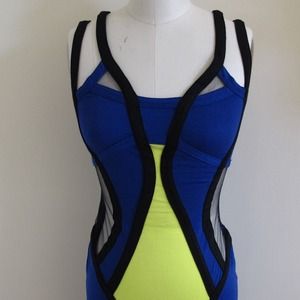 Yellow and blue bodycon dress