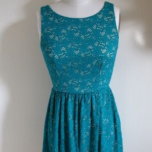 Emerald green lace dress