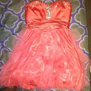 Coral pink short prom/homecoming dress