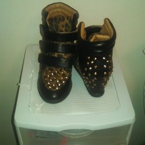 Studded leopard heels