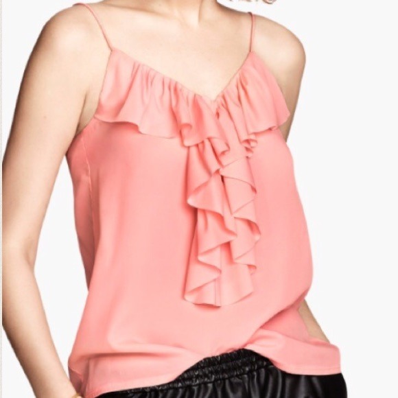 H&M Tops - Pink Ruffle Front Chiffon Top