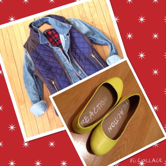 Boutique Outerwear - BUNDLE Navy Blue Quilted Vest & Neon Flats