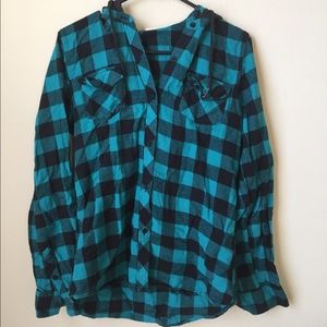 Pac Sun Plaid Hooded Shirt