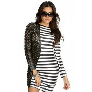 WHITE BLACK FAUX LEATHER

BODY CON PARTY DRESS