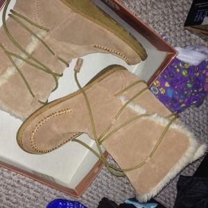 Cream-brown colored girls boots