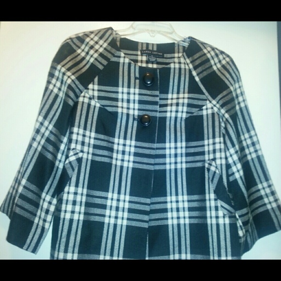 Larry Levine 3/4 Sleeve Black and White Blazer