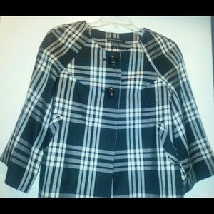 Larry Levine 3/4 Sleeve Black and White Blazer