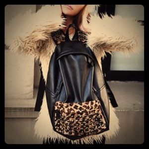 Vegan Leather Leopard Backpack