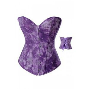 PURPLE VENICE BUSTIER OVERBUST CORSET THONG SET