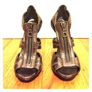 Gunmetal Snake Skin Heels