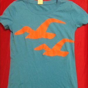 Extra small bright blue Hollister tee shirt!