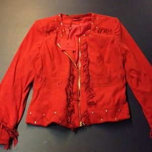 GORGEOUS Red Suede Western Jacket with Fringe