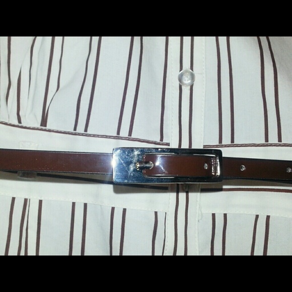 Brown Striped Shirt with a Belt - Picture 2 of 3