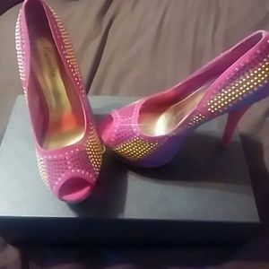 Saucy hot pink multicolor stilettos