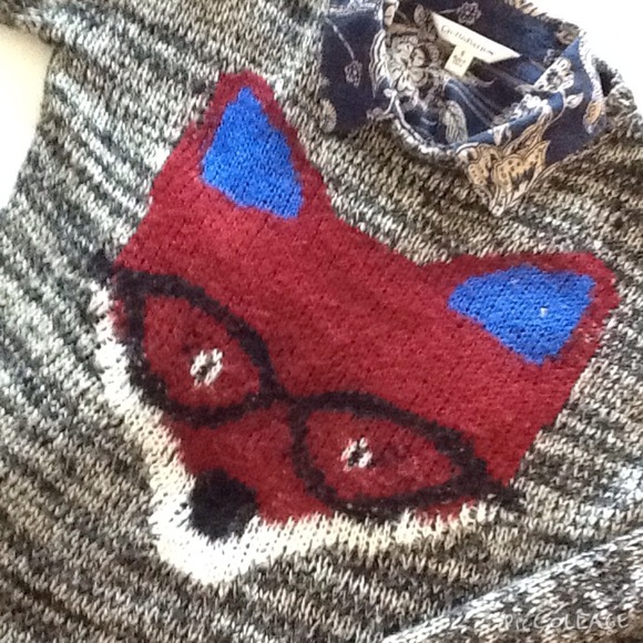 Full Tilt Sweaters - Amazing oversized fox w/glasses sweater