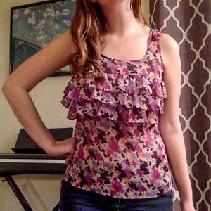 Express Ruffle Floral Print Top