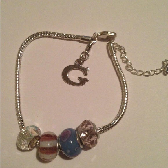 Glam Beads & Charms Sterling Silver "G" Bracelet
