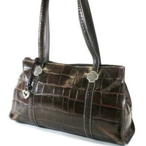 Brighton Dark Brown Embossed Leather Shoulder Bag