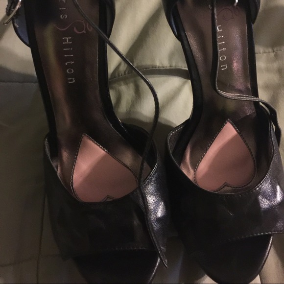 Black platform pumps