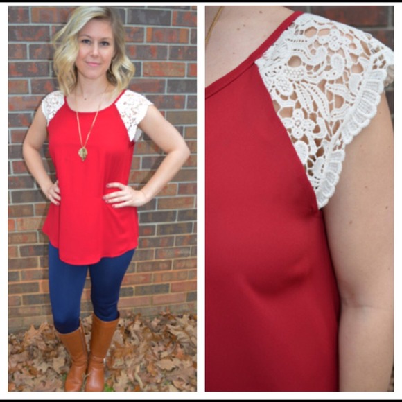 Fashion Blvd Tops - 🎉SALE🎉NWT Red Lace Top -  All Sizes S M L