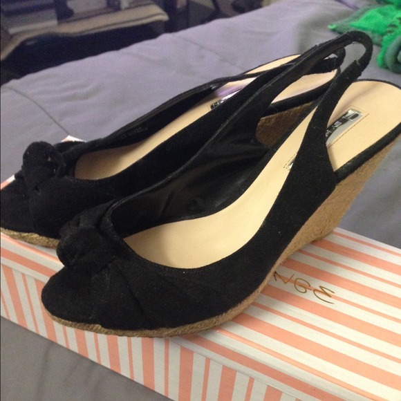 Black suede wedges
