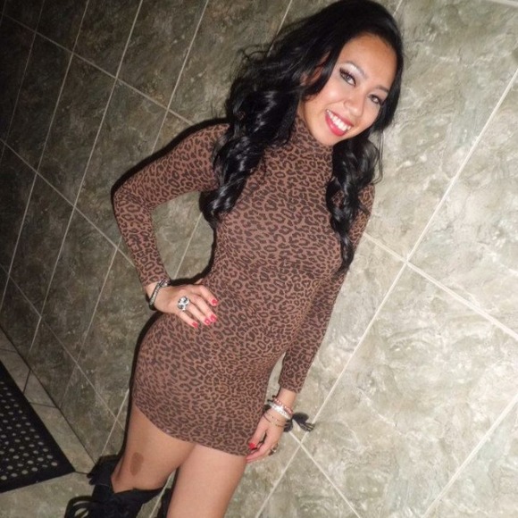 Print turtle neck sweater dress