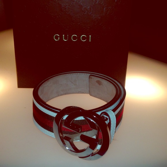 Gucci striped GG buckle belt - Picture 1 of 4