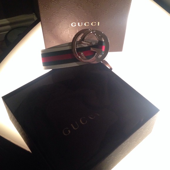 Gucci striped GG buckle belt