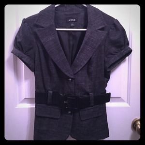 Button Up Business Suit Jacket W/ Belt